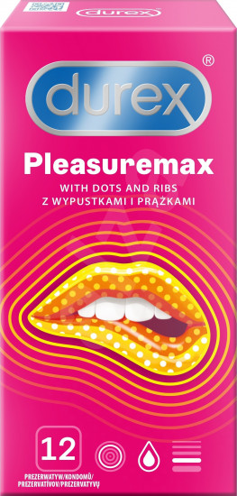 Durex Pleasuremax vrúbkované kondómy (12 ks) Durex Pleasuremax vrúbkované kondómy (12 ks) Kondómy s vrúbkami a výstupkami Pre páry