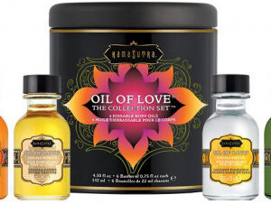KamaSutra súprava zbozkávateľných olejov – Warm Kisses Of Love Zbozkávateľná kozmetika Valentínsky sprievodca