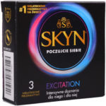 SKYN Excitation – bezlatexové kondómy (3 ks) Bezlatexové kondómy Pre páry