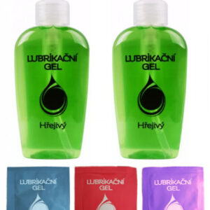 Hrejivý lubrikačný gél (2 ks x 130 ml) + vzorky (3 ks x 3 ml) Hrejivé lubrikačné gély a oleje na vodnej báze Pre páry