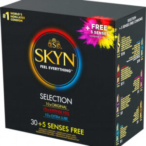 SKYN Selection – mix bezlatexových kondómov (35 ks) Bezlatexové kondómy Pre páry