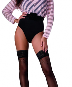 Passion samodržiace pančuchy Black Lace