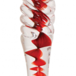 Sklenené dildo Swirl Up (22 cm) + semišové vrecúško Sklenené dildá Pre ženy