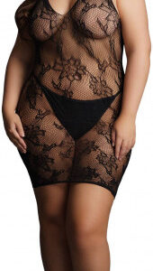 Plus size sieťované šaty Black Angel Erotické šaty