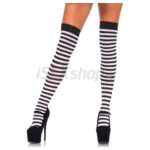 Samodržiace pančuchy čierno biele pásikavé