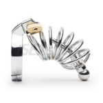 Oceľová klietka na penis s dilátorom - Corkscrew