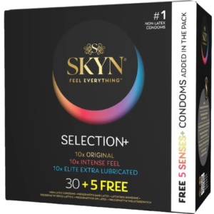 SKYN Selection – mix bezlatexových kondómov (35 ks) Bezlatexové kondómy Darčekový sprievodca | Pre partnera