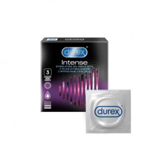 Durex Intense Orgasmic – vrúbkované kondómy (3 ks) Kondómy s vrúbkami a výstupkami Pre páry