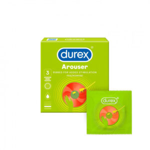 Durex Arouser – vrúbkované kondómy (3 ks) Kondómy s vrúbkami a výstupkami Pre páry