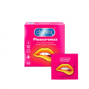 Durex Pleasuremax – vrúbkované kondómy (3 ks) Kondómy s vrúbkami a výstupkami Pre páry