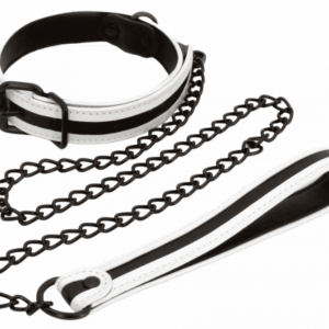 Čiernobiely svietiaci obojok s vodítkom Rule of Obedience Obojky a vodidlá Pre páry