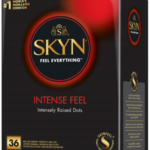SKYN Intense Feel – bezlatexové kondómy s vrúbkami (36 ks) Kondómy s vrúbkami a výstupkami Pre páry
