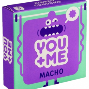 You Me MACHO - vrúbkované kondómy (3 ks) Kondómy s vrúbkami a výstupkami Pre páry