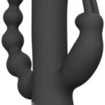 Silikónový vibrátor Black Trinity (22 cm) Vibrátory s výbežkom na klitoris Pre ženy