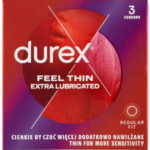 Durex Feel Thin Extra Lubricated – tenké kondómy (3ks) Kondómy pre páry Pre páry