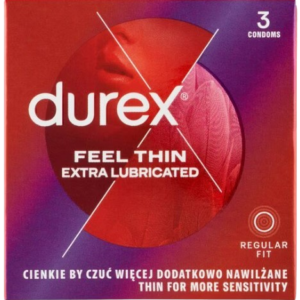 Durex Feel Thin Extra Lubricated – tenké kondómy (3ks) Kondómy pre páry Pre páry