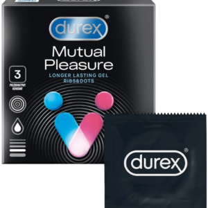 Durex Mutual Pleasure – vrúbkované kondómy (3 ks) Kondómy pre páry Pre páry