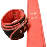 Kožené putá na nohy BlackRed + darček retiazky navyše Erotické putá Vianočné Bestsellery