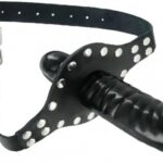 Kožený náustok s vnútorným a vonkajším penisom Ride Me Mouth Náustky Pre páry