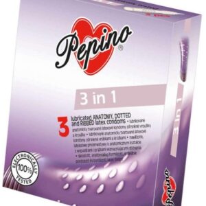 PEPINO 3 in 1 anatomicky tvarované s rôznymi dráždivými prvkami 3 ks Kondómy Kondómy