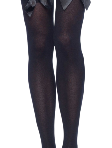 Leg Avenue Nylon Thigh Highs with Bow 6255 Black Dámske pančuchy Erotická bielizeň