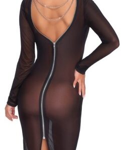 Priehľadné šaty po kolená s dlhými rukávmi Cottelli PARTY XL Erotické šaty