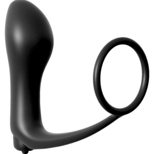 ASS GASM COCKRING PLUG BLACK s vibráciou Análne kolíky Vibračné kolíky a ďalšie