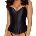 Cottelli Matt Satin Corset 2611465 Black XL Dámske korzety Erotická bielizeň