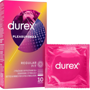 Durex Pleasuremax  vrúbkované kondómy (10 ks) Kondómy s vrúbkami a výstupkami Pre páry