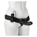 Fetish Fantasy Hollow strap&amp;#45;on vibračný dutý čierny pripínací penis pre ženu či muža