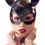 Bad Kitty - čierna koženková maska s kamienkami (S-L) od značky Bad Kitty