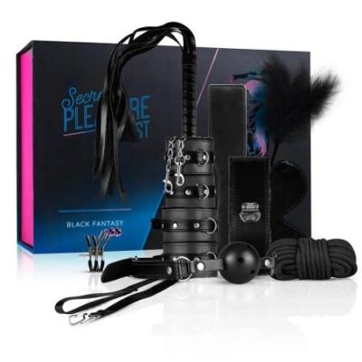 Poklad tajnej rozkoše - pokročilá BDSM sada - 14 dielna (čierna) od značky Secret Pleasure Chest
