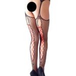 Cottelli - Čierne sieťované pančuchy s červenou šnúrkou od značky Cottelli