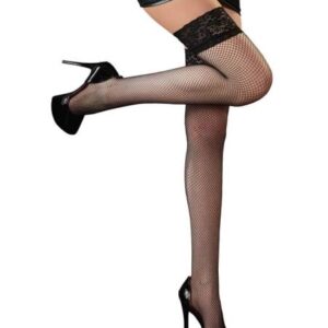 Cottelli - čierne sieťované samodržky s širokou čipkou od značky Cottelli