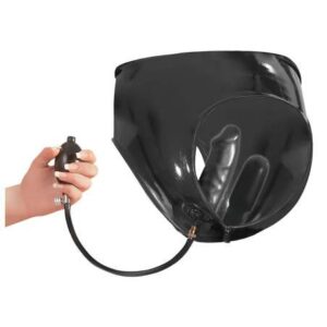 LATEX nohavice s 2 pumpovateľnými dildami (čierne) od značky Late X