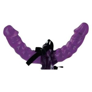 Fetiš - strap-on dvojité dildo s popruhom (čierne) od značky Fetish