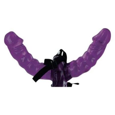 Fetiš - strap-on dvojité dildo s popruhom (čierne) od značky Fetish