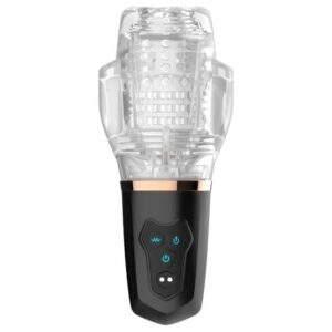 Vtipný Rocket Cup - sací a vibračný masturbátor (priehľadno-čierny) od značky Funny Me