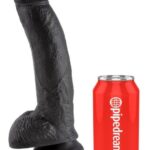 King Cock 9 - veľký prísavkový dildo s miešky (23cm) - čierny od značky King Cock