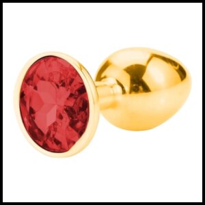 Sunfo - kovový análny plug s kameňom (zlatý-červený) od značky Sunfo