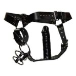 Kožené tangá s dildom a 3 krúžkami na penis od značky Body Dock