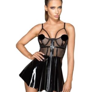 Noir - lakované šaty s necc vložkou (čierne) od značky Noir