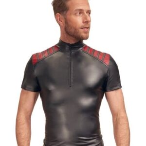 NEK - čierne pánske tričko s červeným vzorom a zipsom od značky NEK