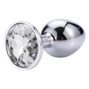 Sunfo - kovový análny plug s kameňom (strieborný-biely) od značky Sunfo