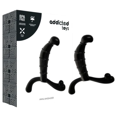 Addicted Toys - masážny prístroj na prostatu a hrádzu (čierny) - 11,3 cm