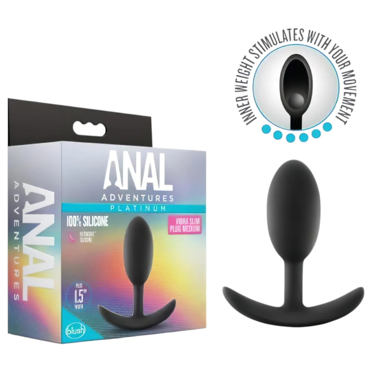 Anal Adventures Platinum - análny kolík - čierny - stredný