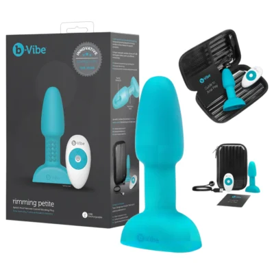 b-Vibe - análny vibrátor s rotujúcimi guľôčkami - tyrkysový