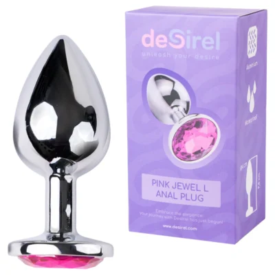 Desirel - análny kolík - ružový klenot L - strieborná/ružová